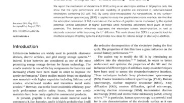 In_situ_surface-enhanced_Raman_spectroelectrochemistry_reveals_the_molecular_conformation_of_electrolyte_additives_in_Li-ion_batteries_first_page