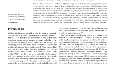 In_situ_surface-enhanced_Raman_spectroelectrochemistry_reveals_the_molecular_conformation_of_electrolyte_additives_in_Li-ion_batteries_first_page