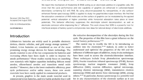 In_situ_surface-enhanced_Raman_spectroelectrochemistry_reveals_the_molecular_conformation_of_electrolyte_additives_in_Li-ion_batteries_first_page